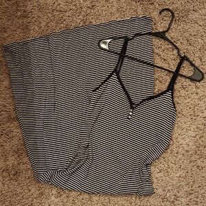 MSK Black & White Striped Henley Cami